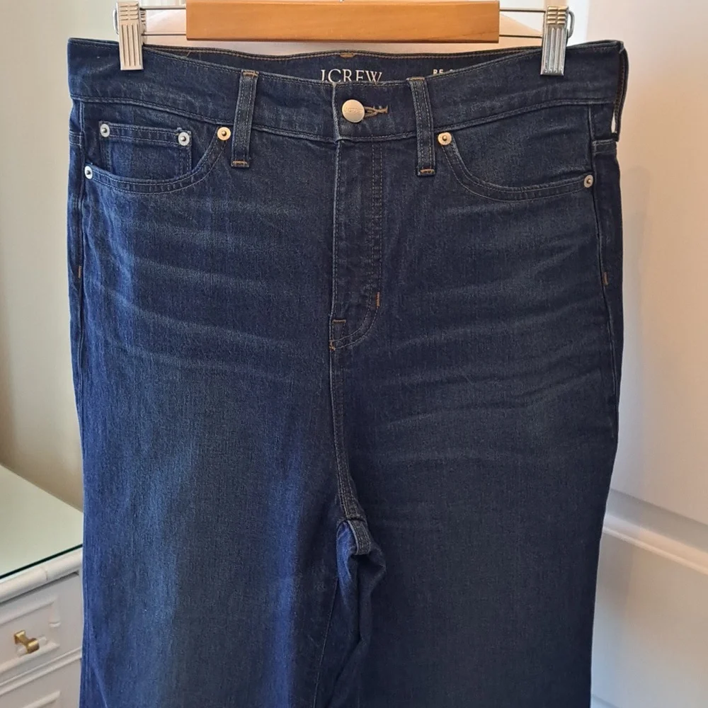 NWOT J.Crew Womens '96‎ Dark Stretch Wash Trouser Wide Leg High Rise Jeans 29P